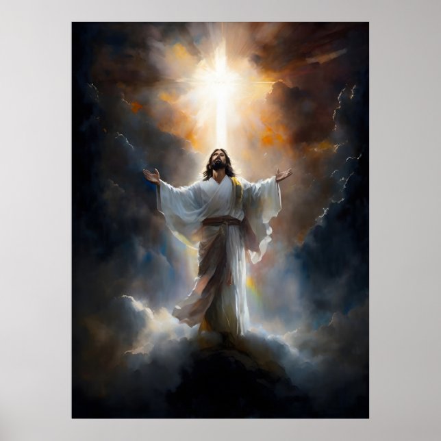 Jesus geht in den Himmel über Poster (Vorne)