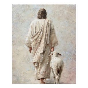 Jesus geht mit dem Lamm Poster