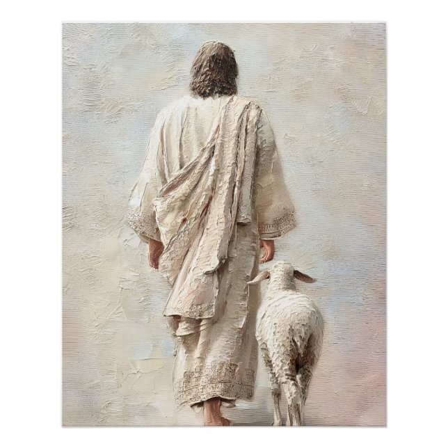 Jesus geht mit dem Lamm Poster (Vorderseite)