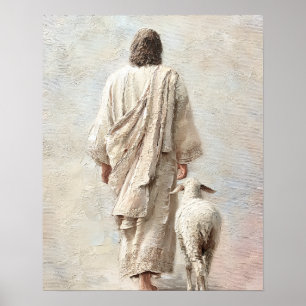 Jesus geht mit dem Lamm Poster
