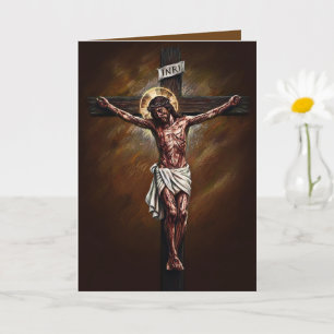 Jesus gekreuzigt Gesegnete Ostern Karte Braun