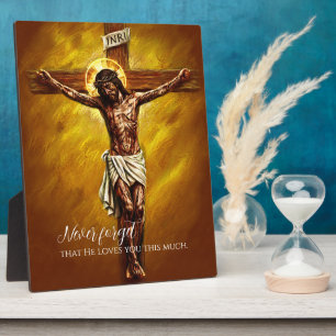 Jesus gekreuzigt starb für uns wegen unserer Sünde Fotoplatte