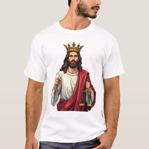 Jesus gekrönte Gerechtigkeit Vintage-Stich T-Shirt