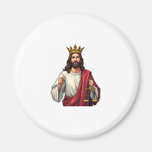 Jesus Gekrönte Gerechtigkeit Vintage-Stich T-Shirt Magnet