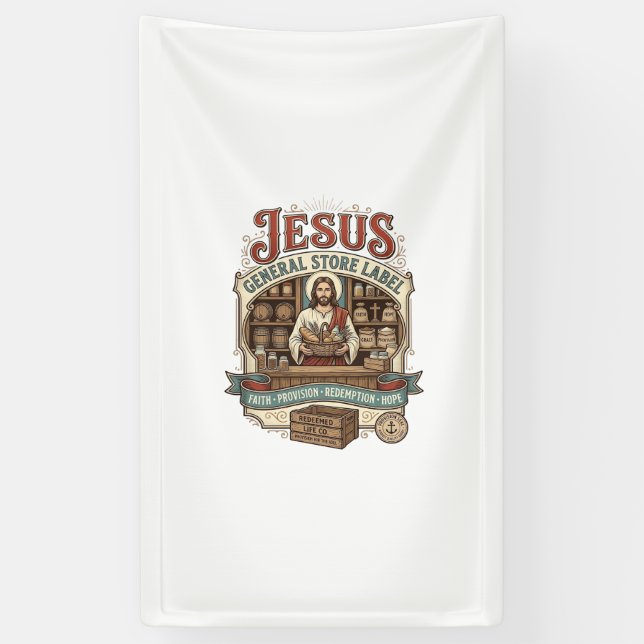 Jesus Gemischtwarenladen Label Jesus Gemischtwaren Banner (Vertikal)