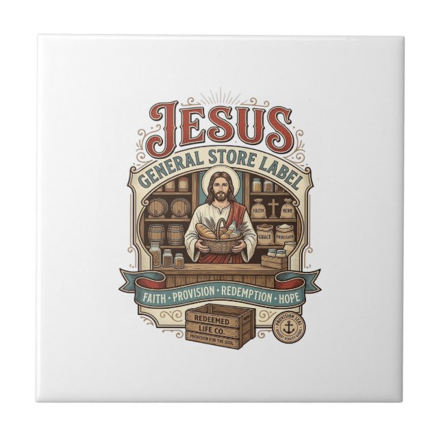 Jesus Gemischtwarenladen Label Jesus Gemischtwaren Fliese (Vorderseite)