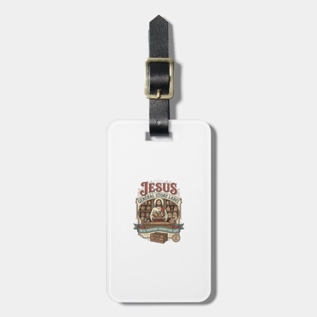 Jesus Gemischtwarenladen Label Jesus Gemischtwaren Gepäckanhänger (Vorderseite vertikal)