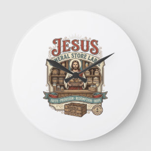 Jesus Gemischtwarenladen Label Jesus Gemischtwaren Große Wanduhr