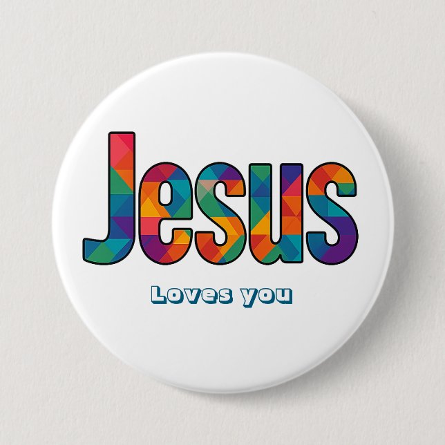 Jesus geometrisches Muster  Button (Vorderseite)
