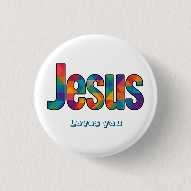 Jesus geometrisches Muster  Button (Vorderseite)