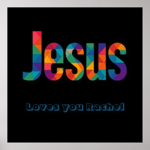 Jesus geometrisches Muster Glänzendes Poster