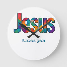 Jesus geometrisches Muster Runde Wanduhr