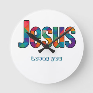 Jesus geometrisches Muster Runde Wanduhr