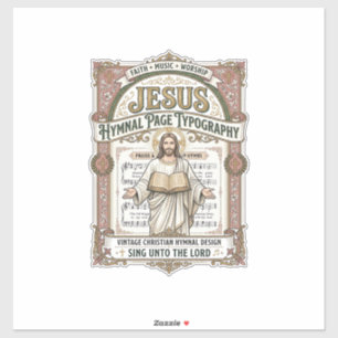 Jesus-Gesangbuch-Seitentypos Jesus-Gesangbuch-Seit Aufkleber