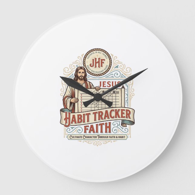 Jesus Gewohnheits-Tracker Glaube Jesus Gewohnheits Große Wanduhr (Vorderseite)