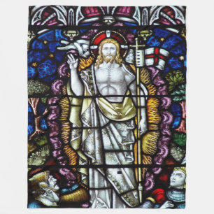 JESUS GLASS WINDOW FLEECEDECKE