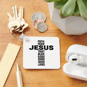 Jesus-Glaube-Friede glauben an Christliche Schwarz Schlüsselanhänger