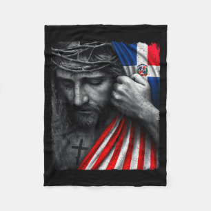 Jesus Glaube Kreuz Krone Amerika Dominikanische Re Fleecedecke