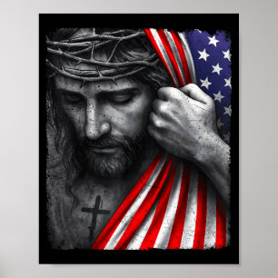 Jesus Glaube Kreuz Krone Amerika Patriotisches Erb Poster