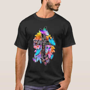 Jesus Glaube Schmetterling Blume Katholisch Christ T-Shirt