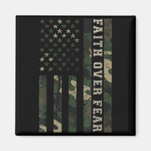 Jesus Glaube über Angst Camo Us Flagge Christliche Magnet