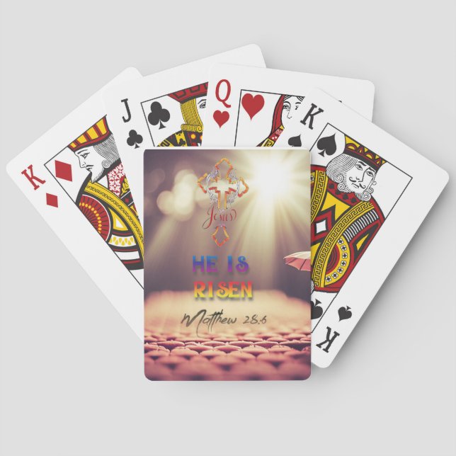 Jesus Golden Cross Er ist Risen Matthew 28:6 Spielkarten (Rückseite)