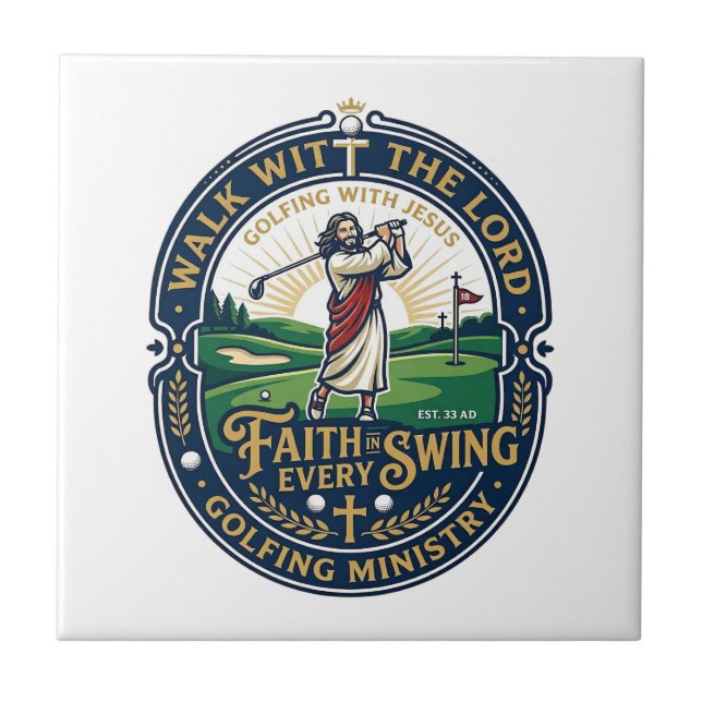 Jesus Golf-Shirt Glaubensbasiertes Design_1 Fliese (Vorderseite)