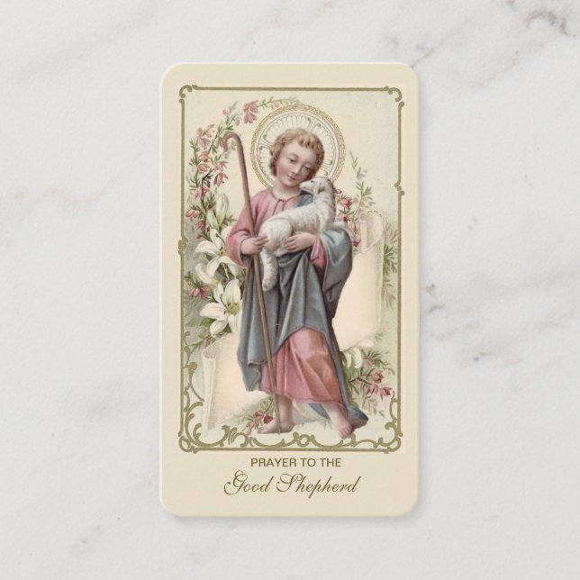 Jesus Good Hirte Vintage religiöse Heilige Gebete Platzkarte (Vorderseite)
