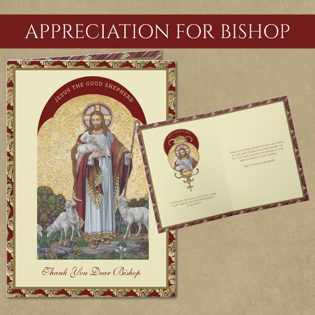 Jesus Good Shepherder Bischof Priest Förderung Karte (Religious Catholic Appreciation for Bishop FREE SHIPPING available at checkout! )