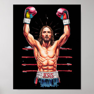 Jesus Gott Kickboxen oder Boxen Sieg Lustiges Meme Poster