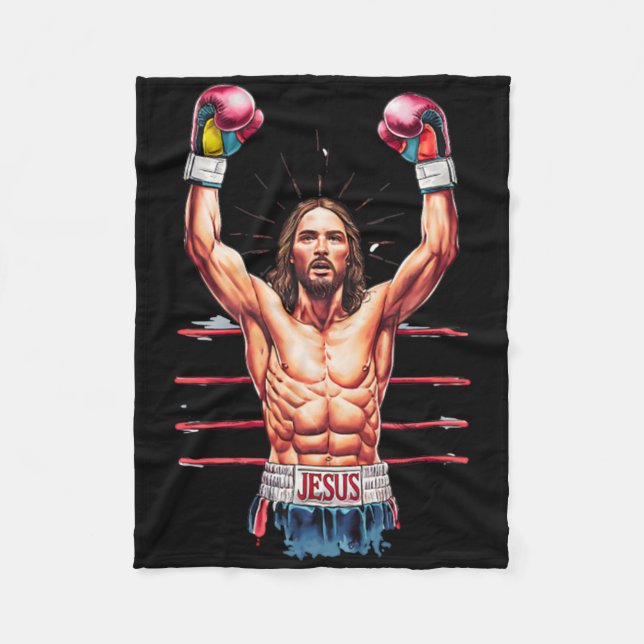 Jesus Gott Kickboxing oder Boxsieg Funny Meme Fleecedecke (Vorderseite)