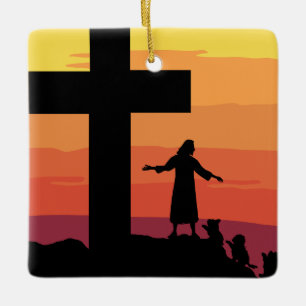 Jesus Gott kreuzen Tiere Pet Care Custom Weihnacht Keramikornament