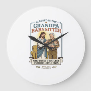 Jesus Großeltern Babysitting Humor T-Shirt Glaube  Große Wanduhr
