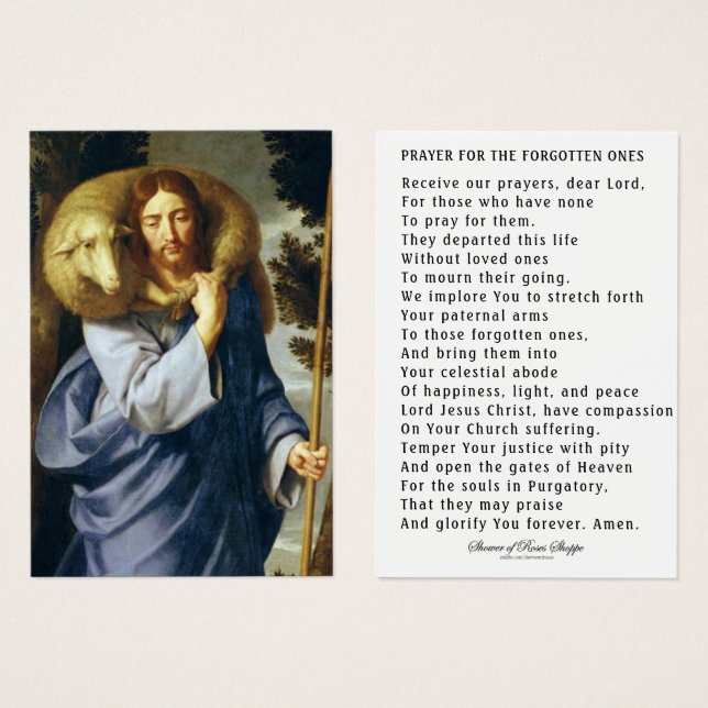 Jesus gute Hirten Soule im Fegefeuer Gebet (Vorne & Hinten)
