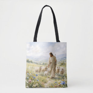 Jesus Guter Hirte Wildblumen Aquarell