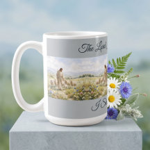 Jesus Guter Hirte Wildblumen Aquarell