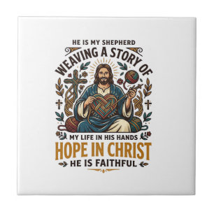 Jesus Häkeln Stricken T-Shirt Inspirierender Glaub Fliese