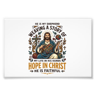 Jesus Häkeln Stricken T-Shirt Inspirierender Glaub Fotodruck