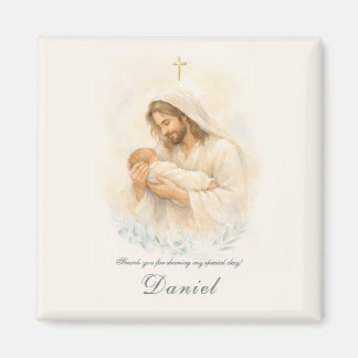 Jesus hält Baby-Taufe Terminankündigung Magnet