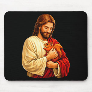 Jesus hält Eichhörnchen christlich  Mousepad