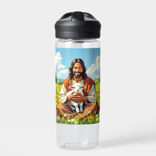 Jesus hält ein Lamm   Religiöser Christ Trinkflasche