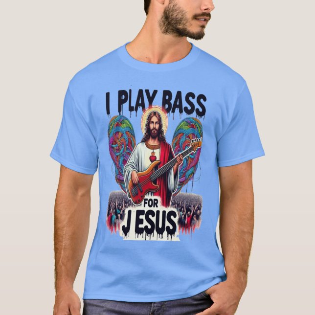 Jesus hält eine Bassgitarre T-Shirt (Vorderseite)