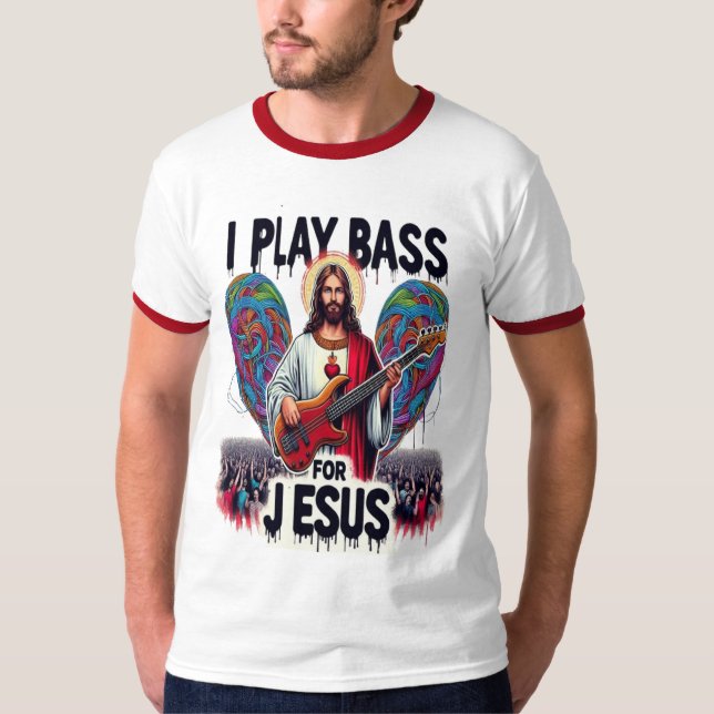 Jesus hält eine Bassgitarre T-Shirt (Vorderseite)