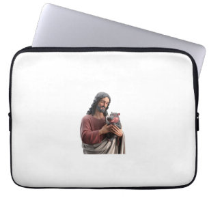 Jesus hält Moo Deng das Zwergflusspferd Klassische Laptopschutzhülle