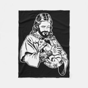 Jesus hält Ziege Baphomet Okkult Satanisch Tätowie Fleecedecke