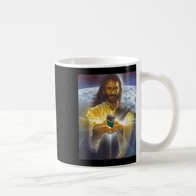 Jesus hält Zigaretten, der Sonnengott Kaffeetasse (Rechts)