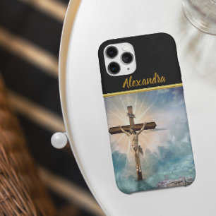 Jesus hängt von einem christlichen Kreuzungskreuz. Case-Mate iPhone Hülle
