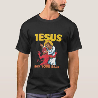 Jesus Has Your Back Jiu Jitsu Retro Christian Men  T-Shirt