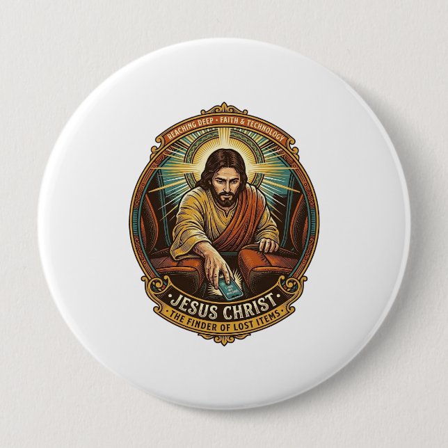 Jesus hat das Telefon zwischen Autositzen fallen l Button (Vorderseite)