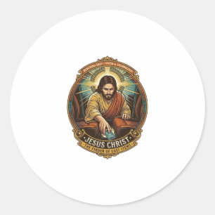Jesus hat das Telefon zwischen Autositzen fallen l Runder Aufkleber